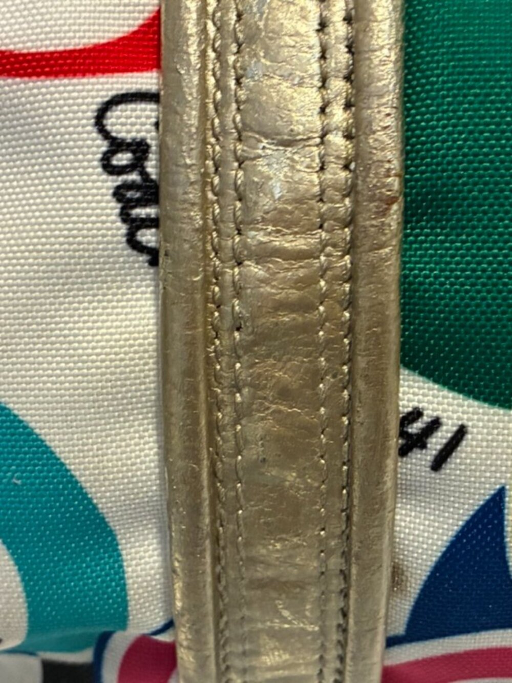 Coach Poppy Glam Tote Multicolor Signature Canvas Metallic Gold 13830 - Picture 14 of 16